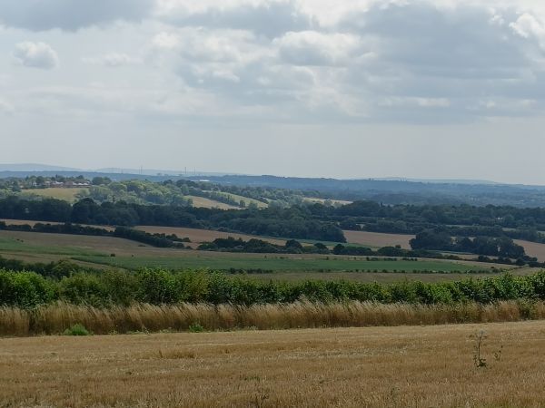 View from Cheesefoot towards The Solent and IOW in the background